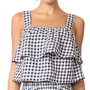 Madewell tiered gingham crop top size S